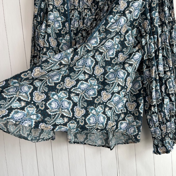 By Anthropologie size XL henley peasant blouse blue cotton long sleeve boho - Picture 7 of 15